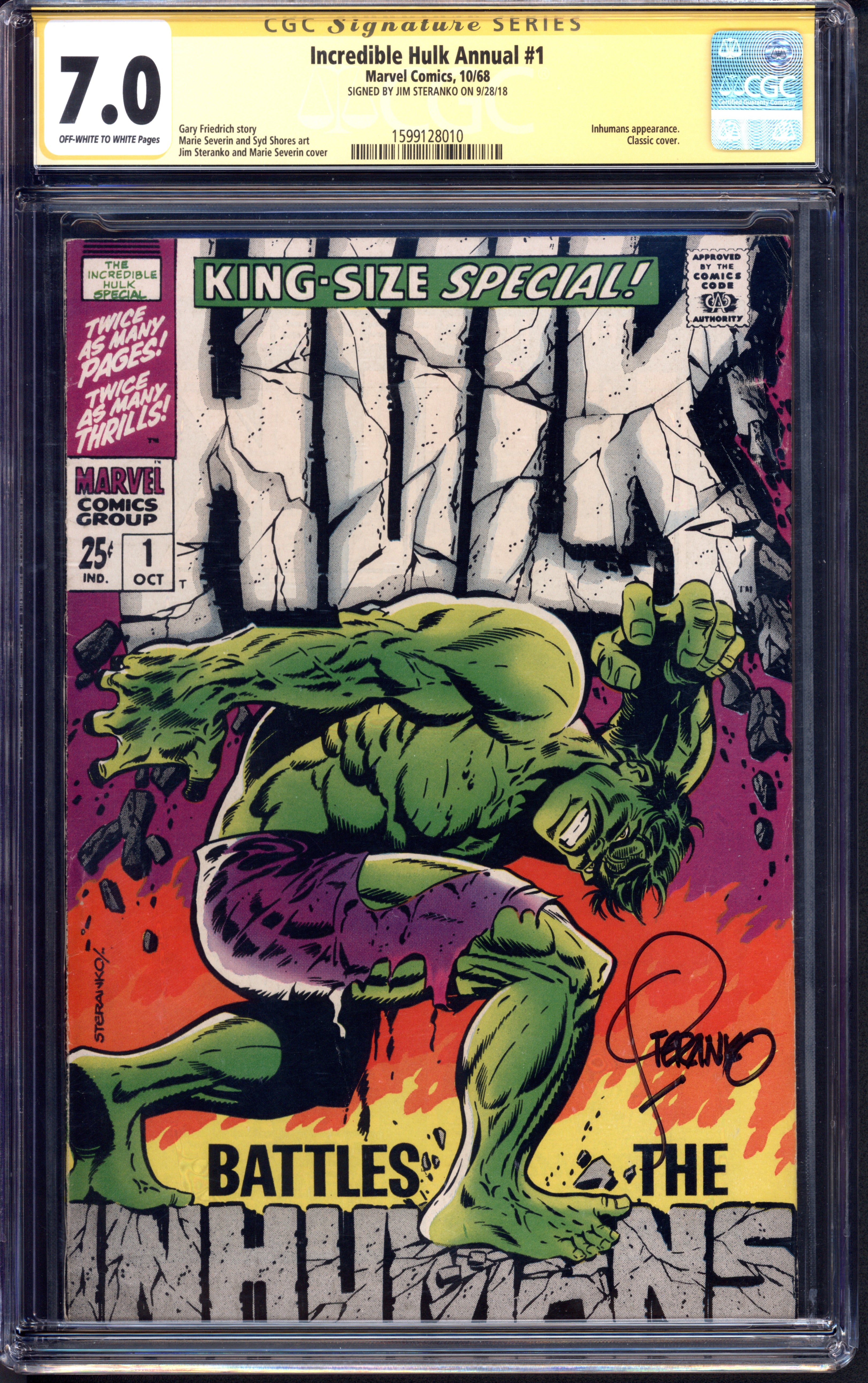 Incredible Hulk Annual (1962 1st Series Marvel) # 1 CGC Signature Seri