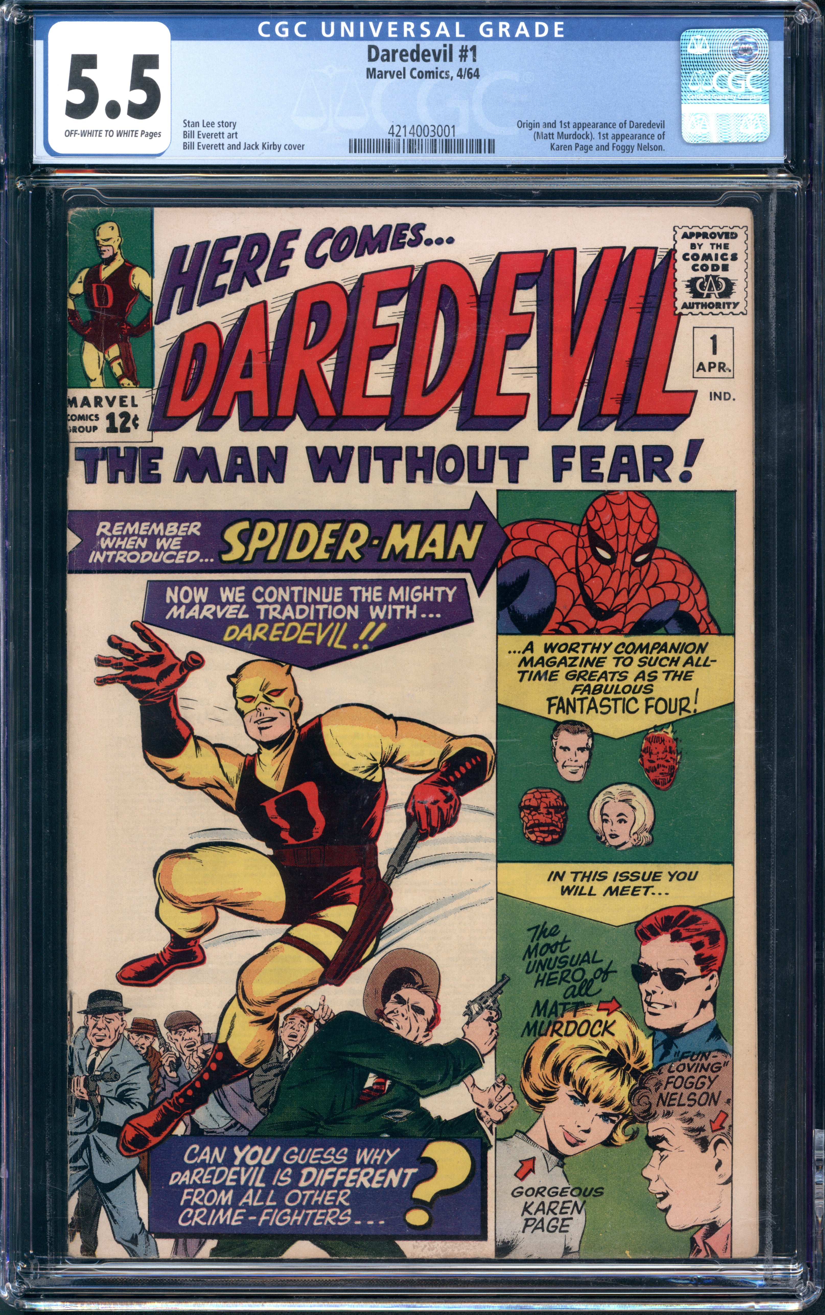 Daredevil #1 1964年 デアデビル初登場 アメコミ Daredevil (1964 1st Series Marvel) # 1 CGC