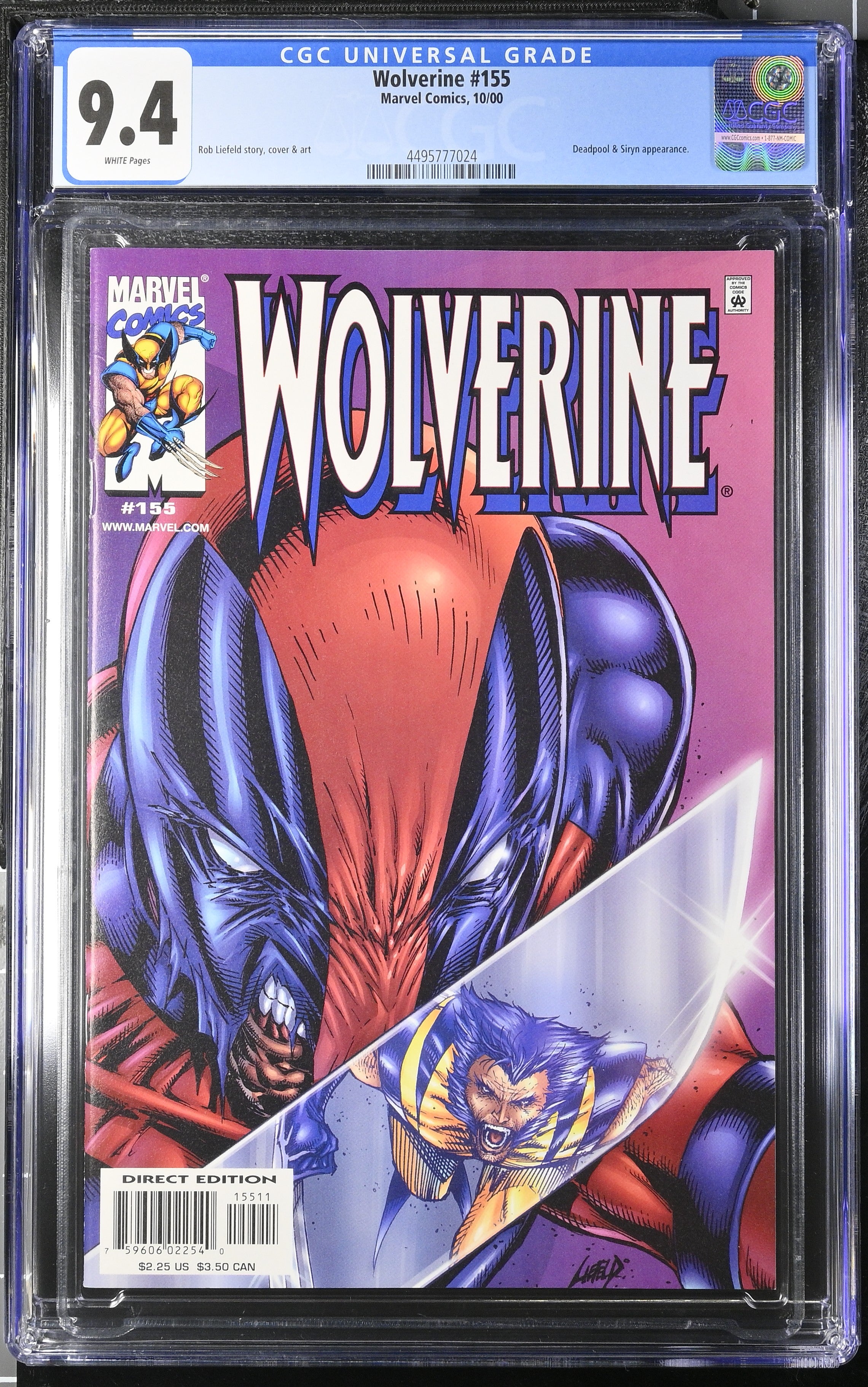 We Live #1 サイン・スケッチ入り CGC 9.8 アメコミリーフ Wolverine (1988 1st Series Marvel) #155 CGC